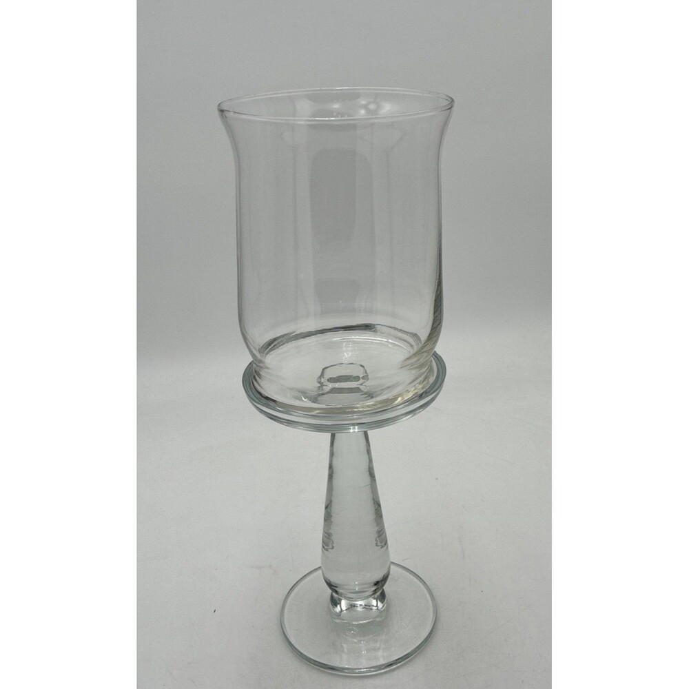 clear glass pedestal hurricane candle holder 13"H W 4 1/2